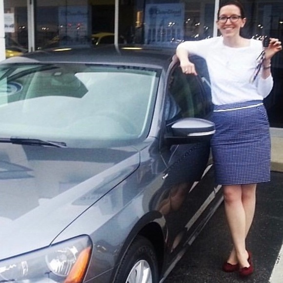 The Limited // Navy Blue & White Dot Pencil Skirt - Picture 8 of 8